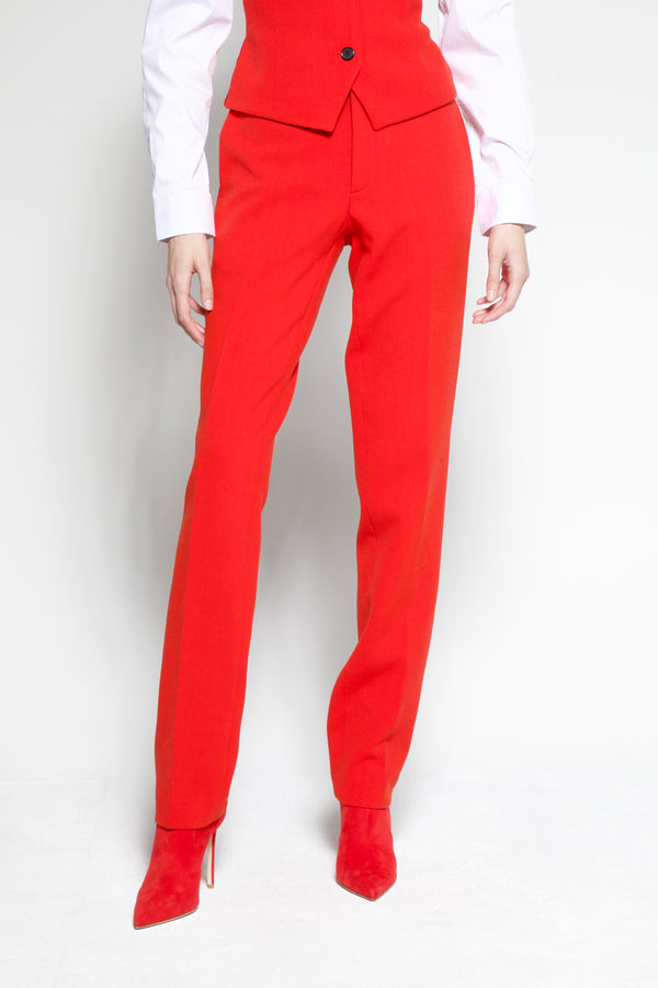 Slim leg wool crepe trousers