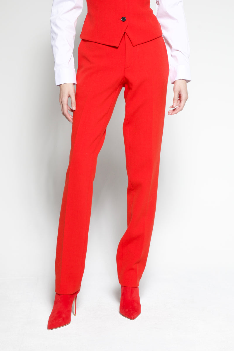 Slim leg wool crepe trousers