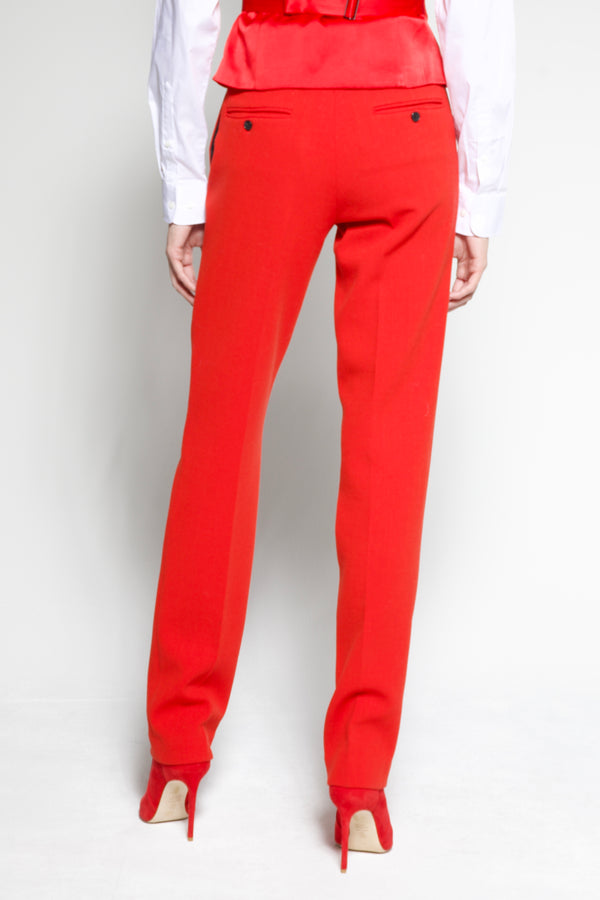 Slim leg wool crepe trousers