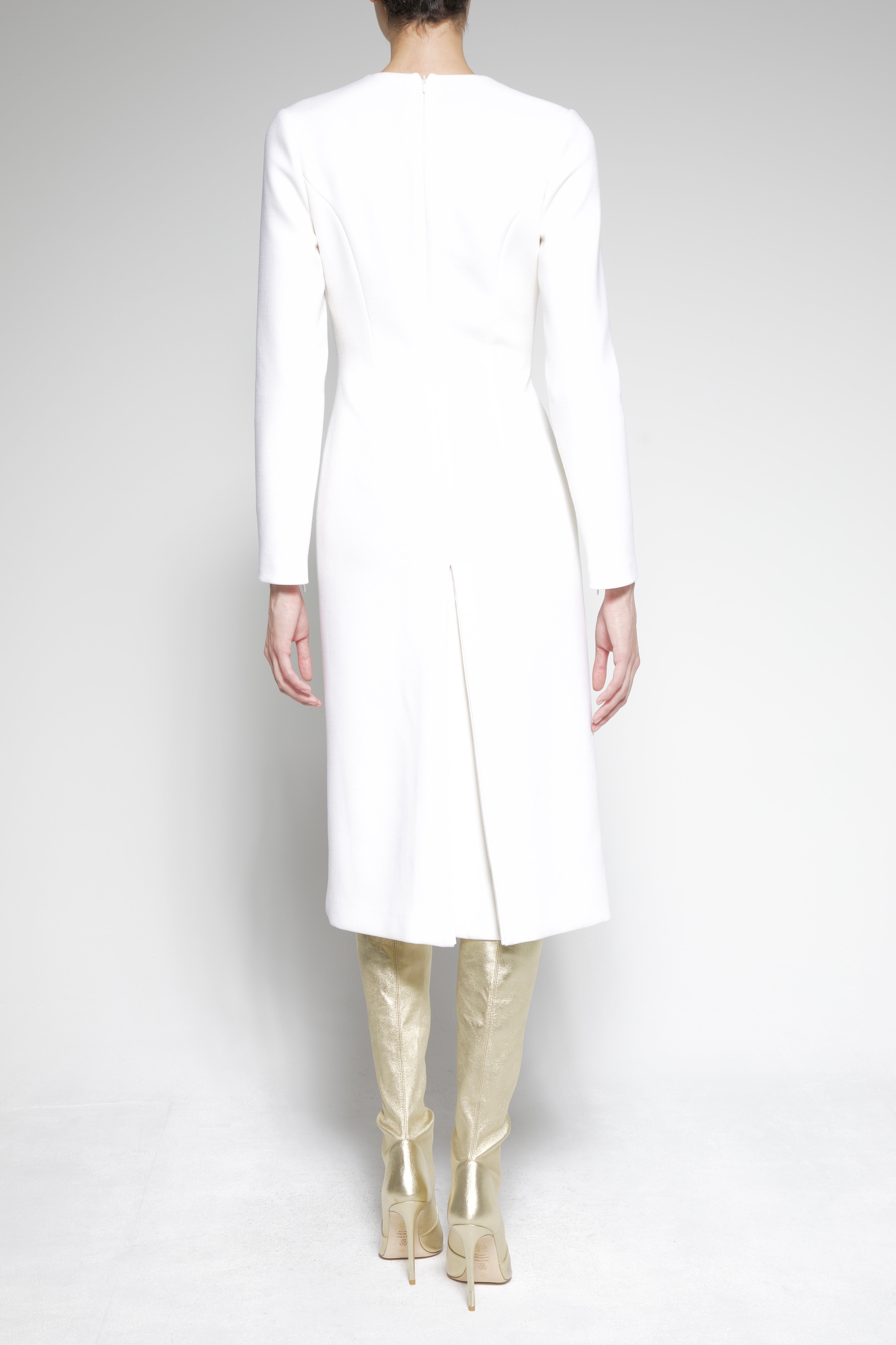 Pleated Wool Crepe Dress
