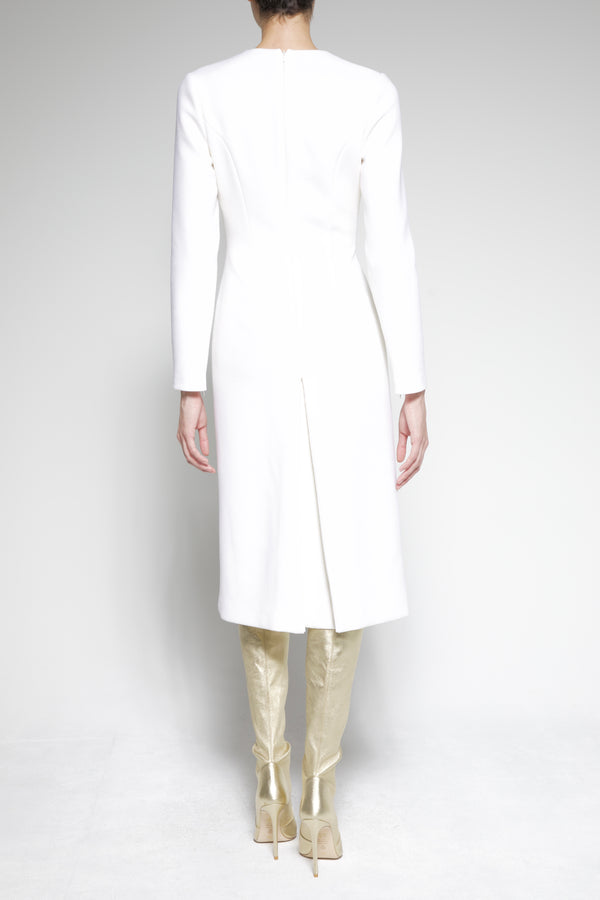 Pleated Wool Crepe Dress