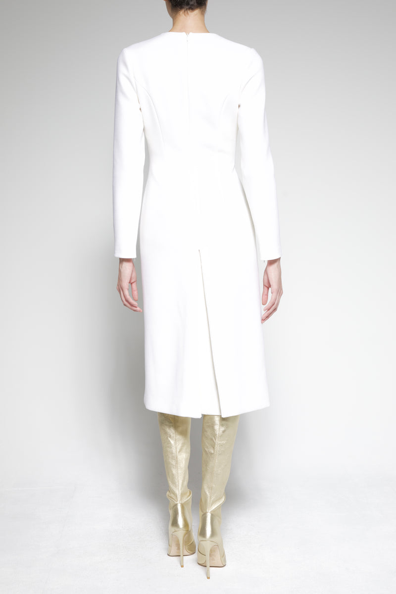 Pleated Wool Crepe Dress