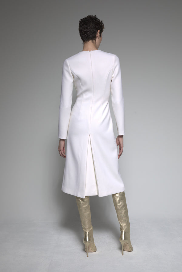 Pleated Wool Crepe Dress