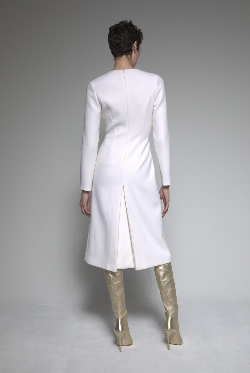 Pleated Wool Crepe Dress
