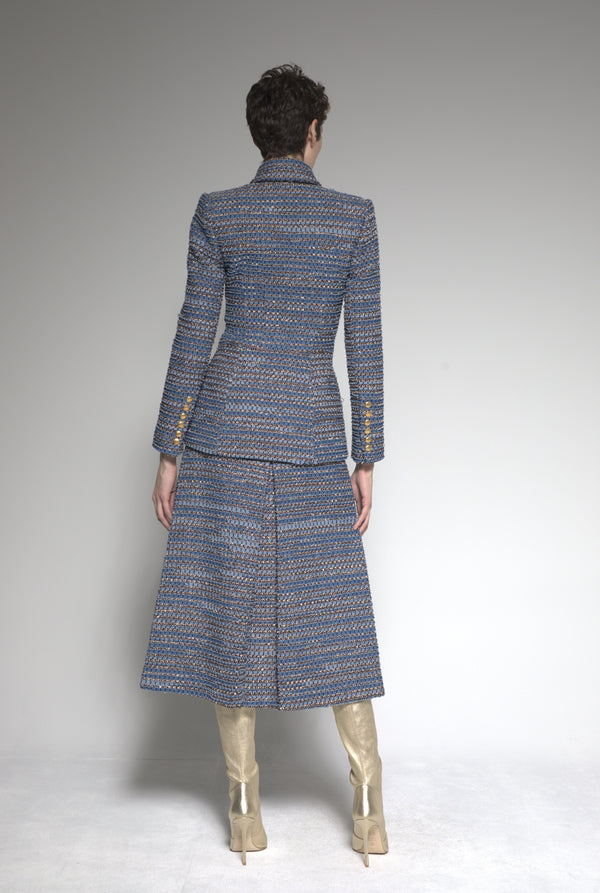 Denim Box Pleat Skirt