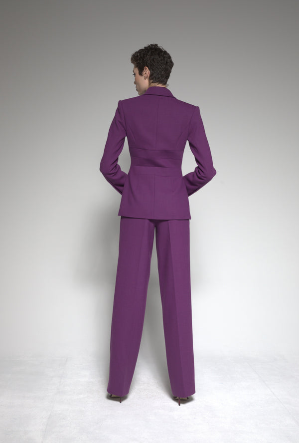 Pleated Waist Wool Blazer