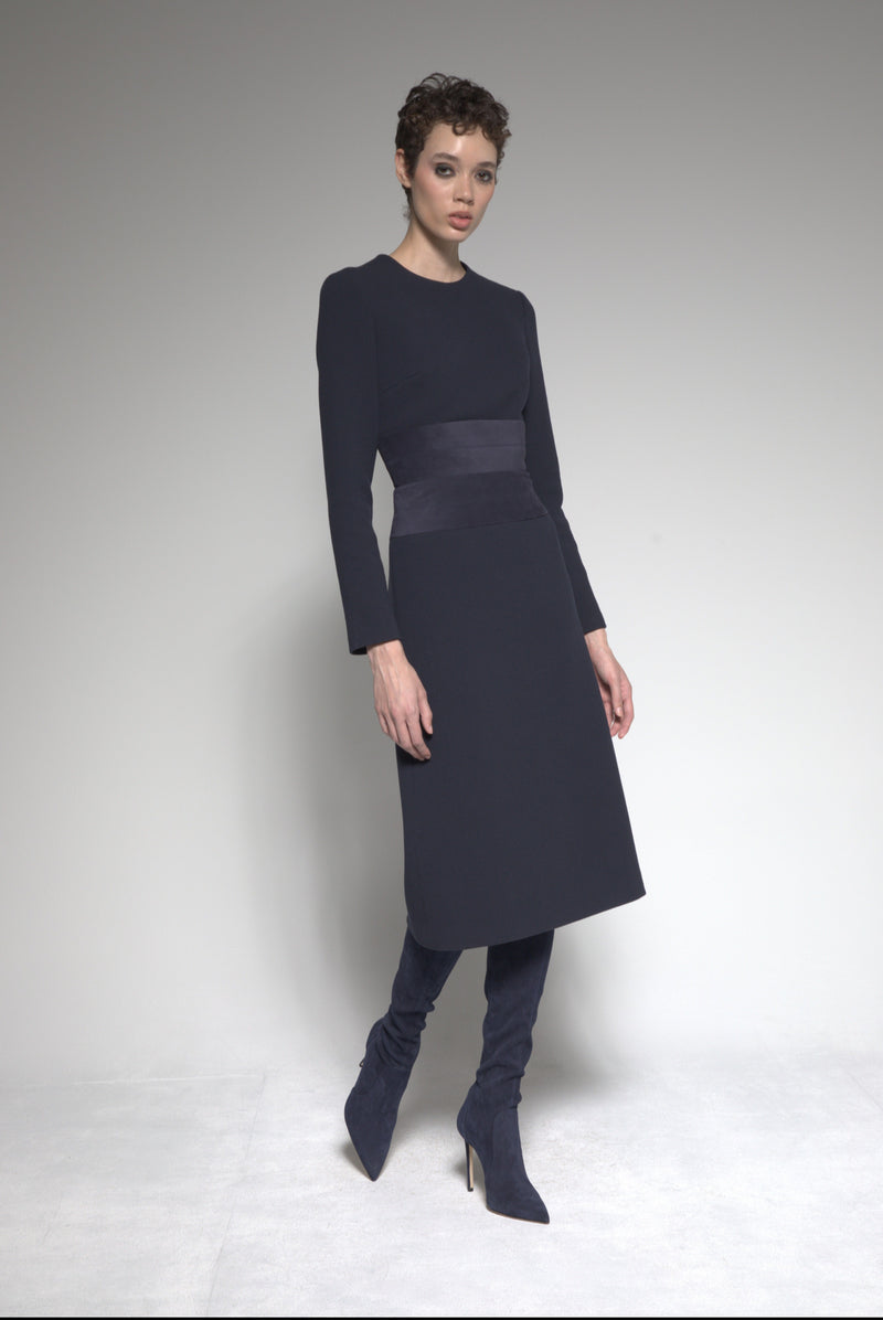 Wool Crepe Column Dress