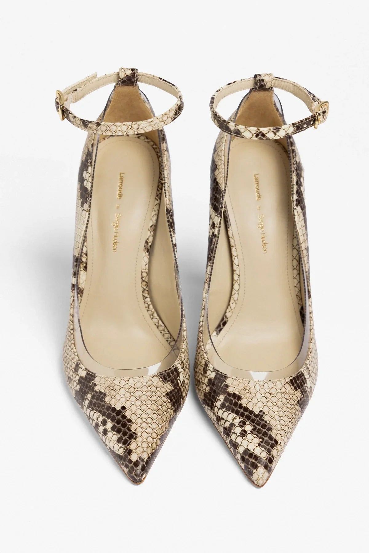 Larroudé by Sergio Hudson: Tahleya Pump Beige Snake Leather
