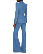 Double Breasted Denim Blazer