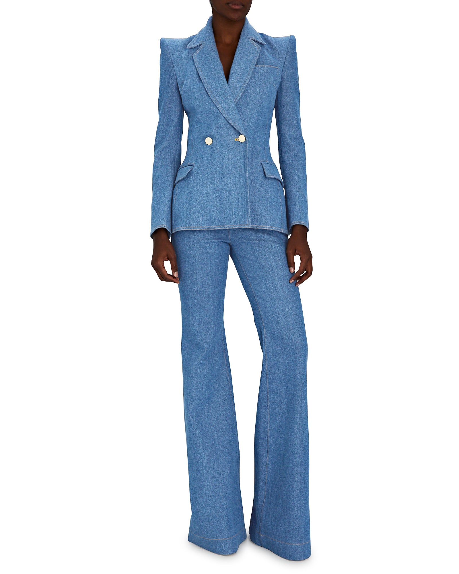 Double Breasted Denim Blazer