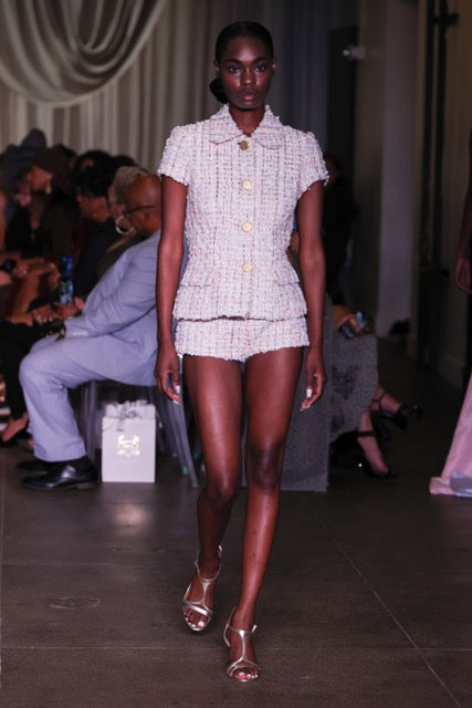 Short Sleeve Tweed Jacket