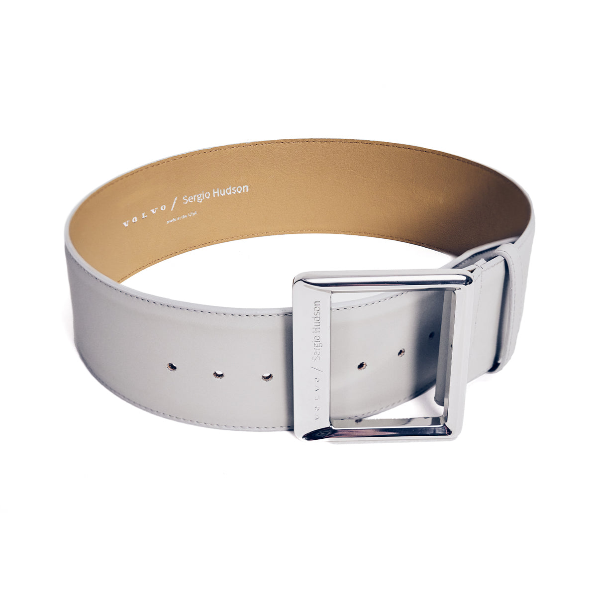 Sergio Hudson Signature Leather Belt - Sky/Blue Size 28 Concitor Reversible Belt Bonded Leather Removable Silver  main image 4