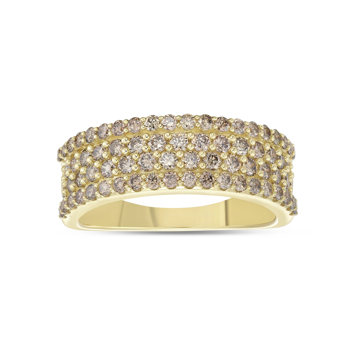 1.0 CTW 4 Rows Round Prong Band (Gold)