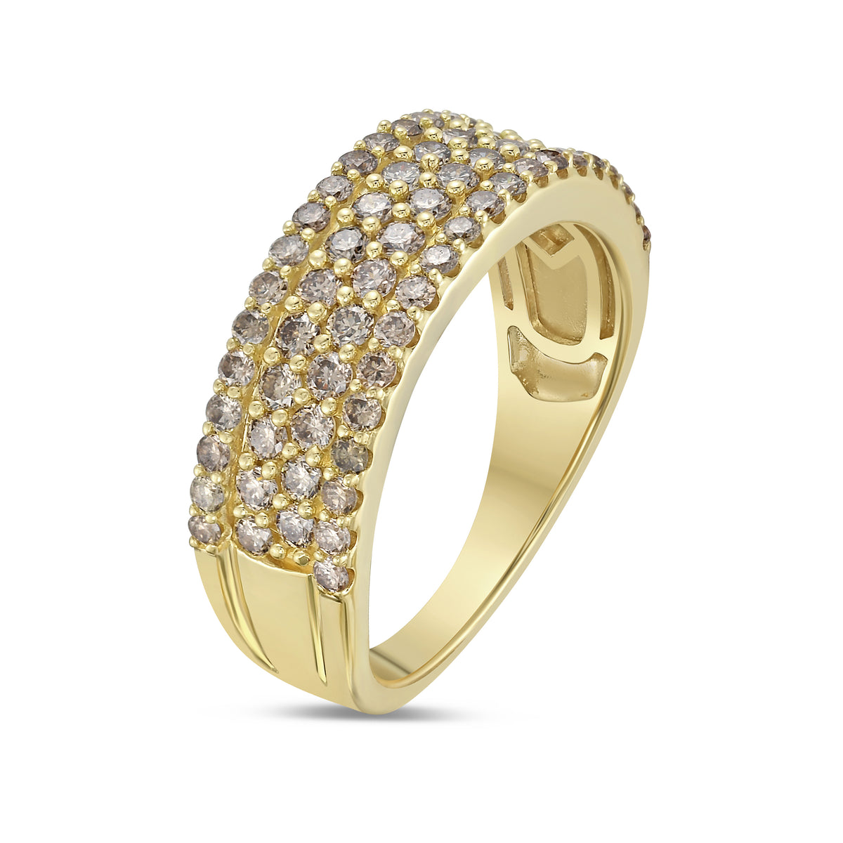 1.0 CTW 4 Rows Round Prong Band (Gold)