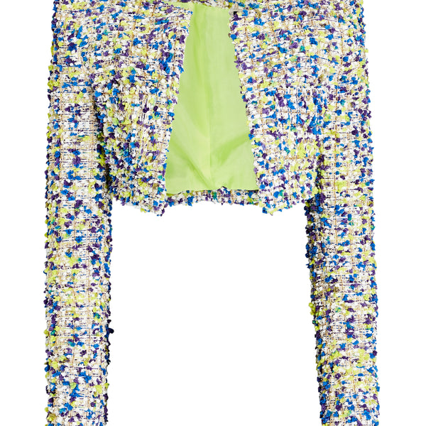 Collarless Tweed Cropped Jacket – Sergio Hudson