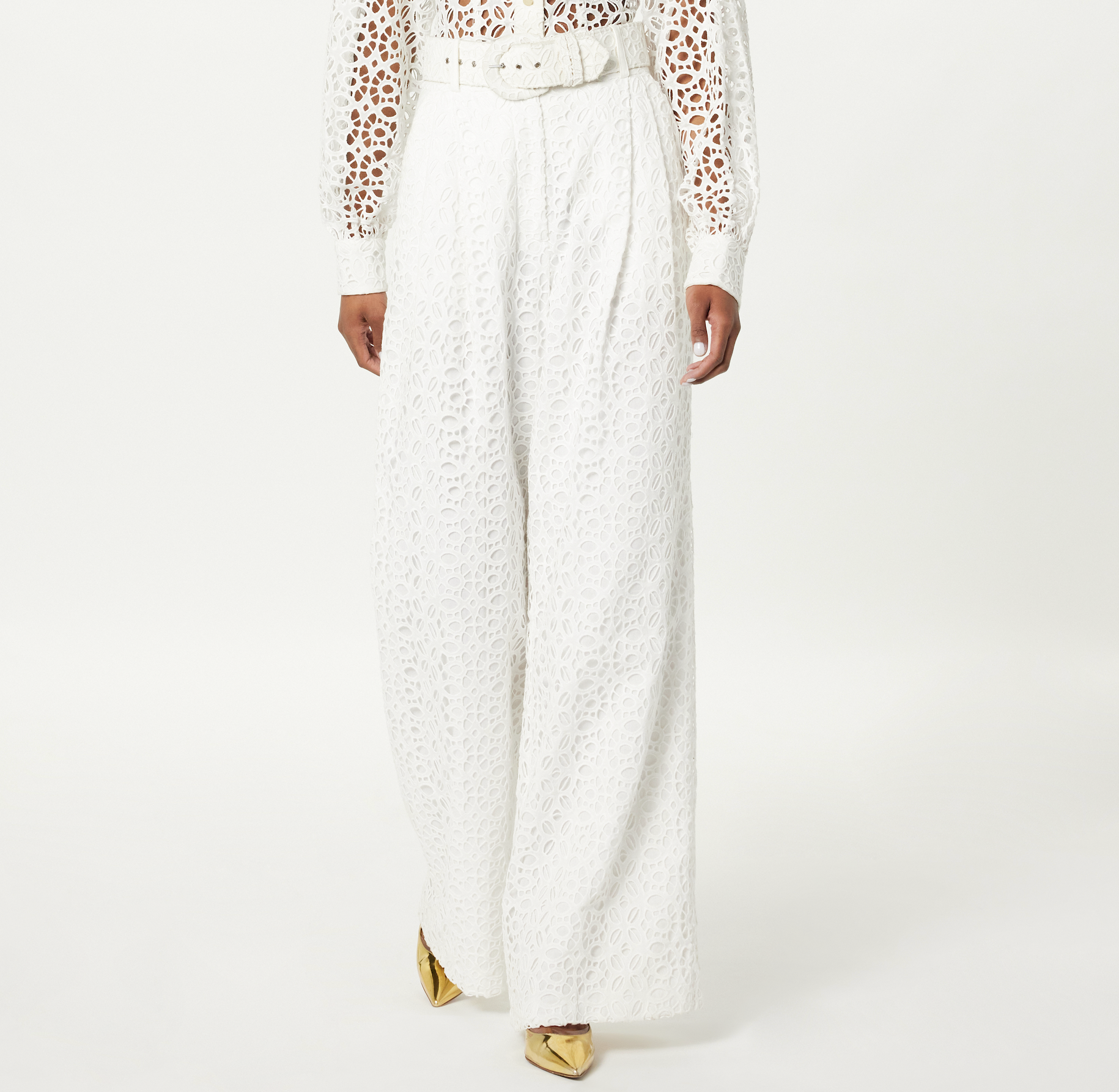 Deep Pleated Eyelet Pant