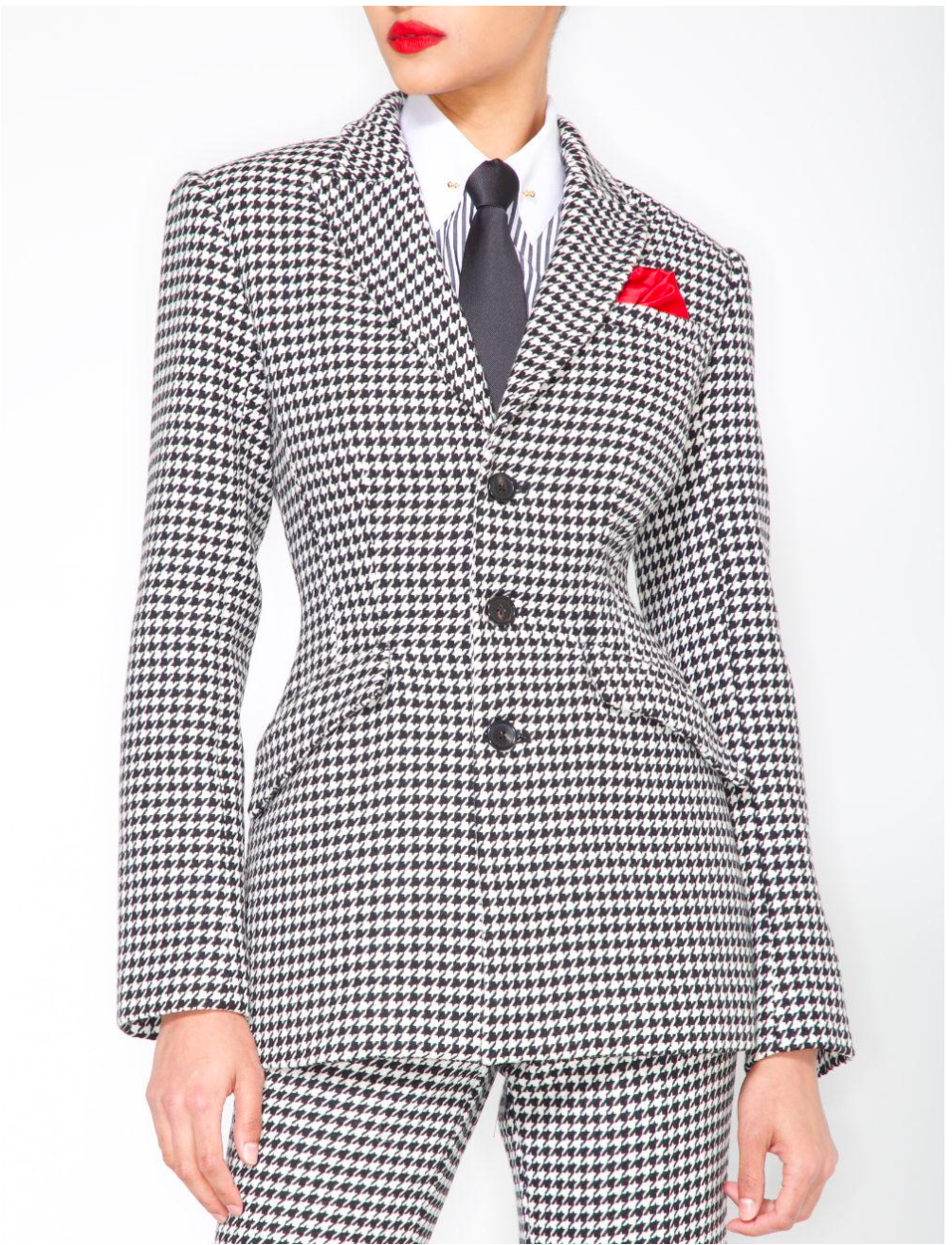HOUNDSTOOTH SINGLE BREAST BLAZER