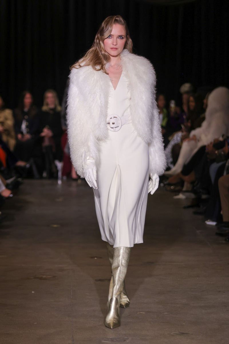 Pleated Wool Crepe Dress