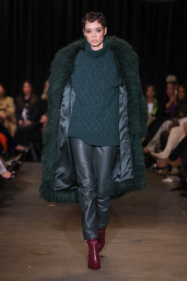 Oversized Turtleneck Cable-Knit Sweater