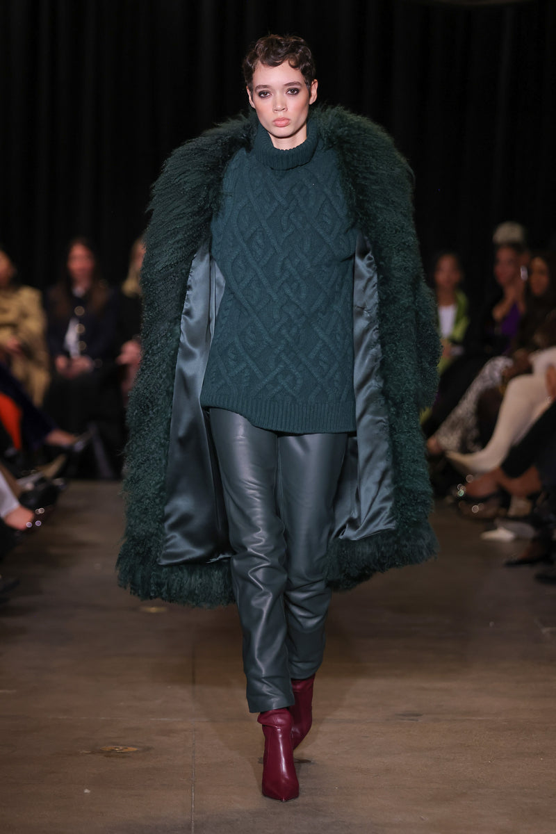 Oversized Turtleneck Cable-Knit Sweater