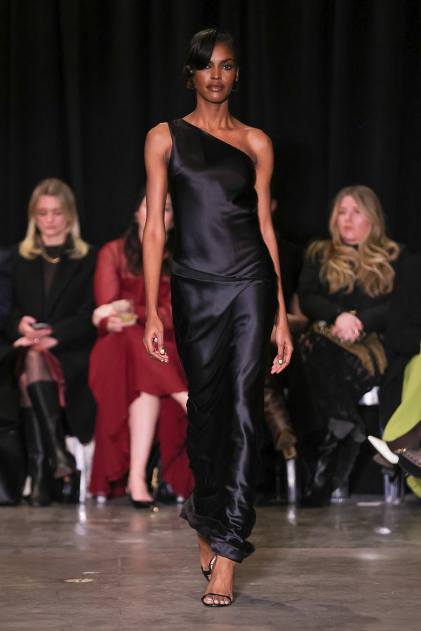 Single Shoulder Silk Gown