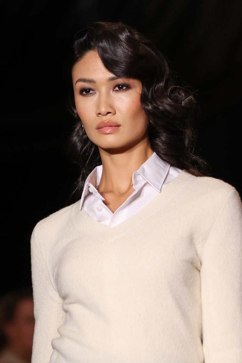 Jersey V-Neck Sweater (Vanilla)