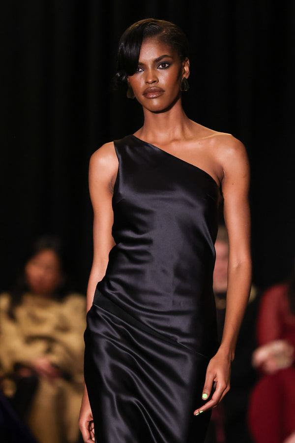 Single Shoulder Silk Gown