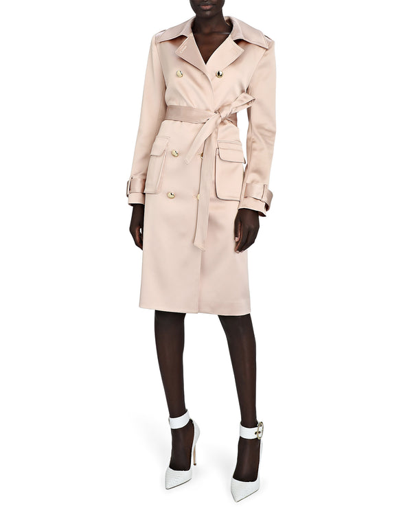 Double-Breast Satin Trench