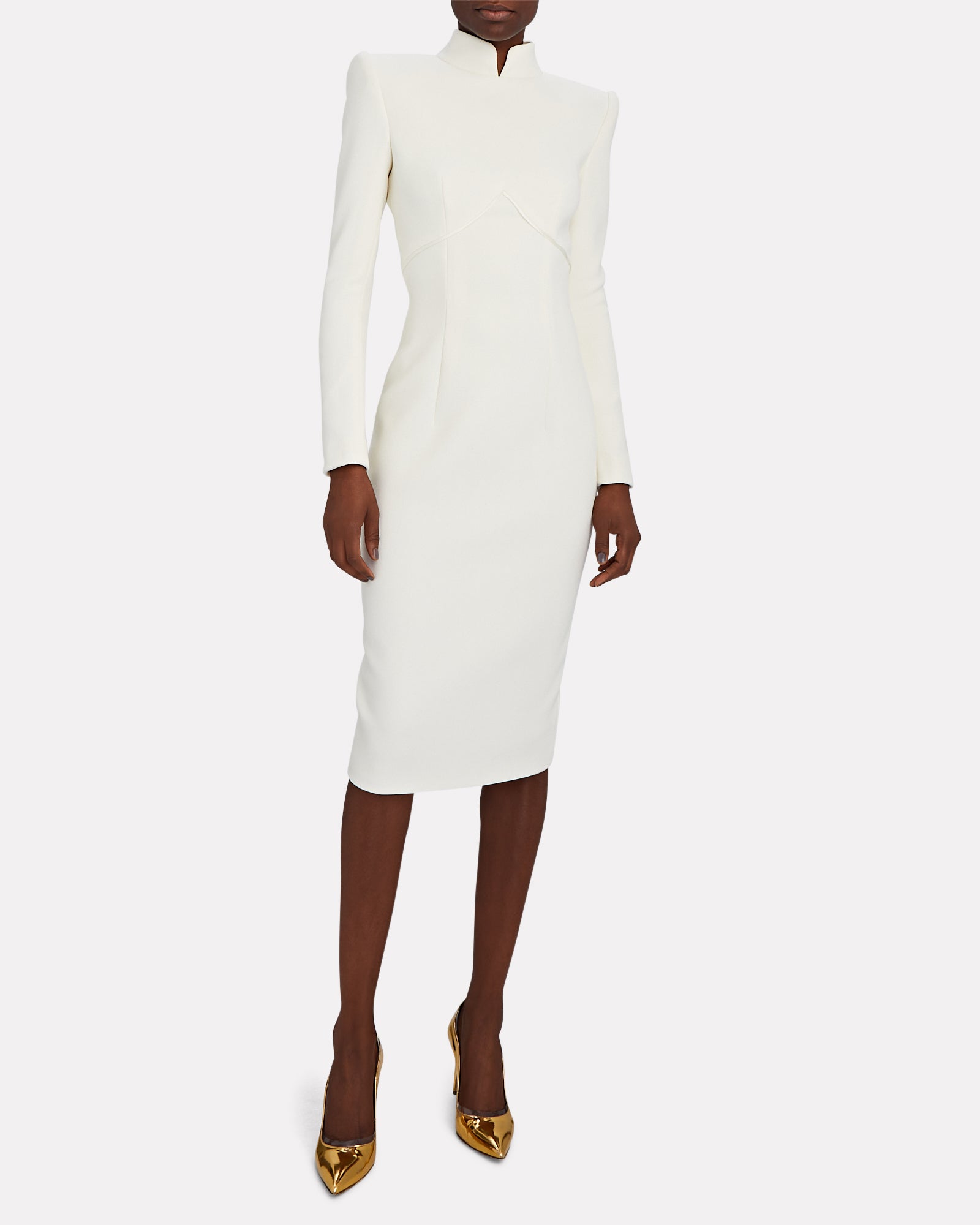 Button Back Longsleeve Midi Dress