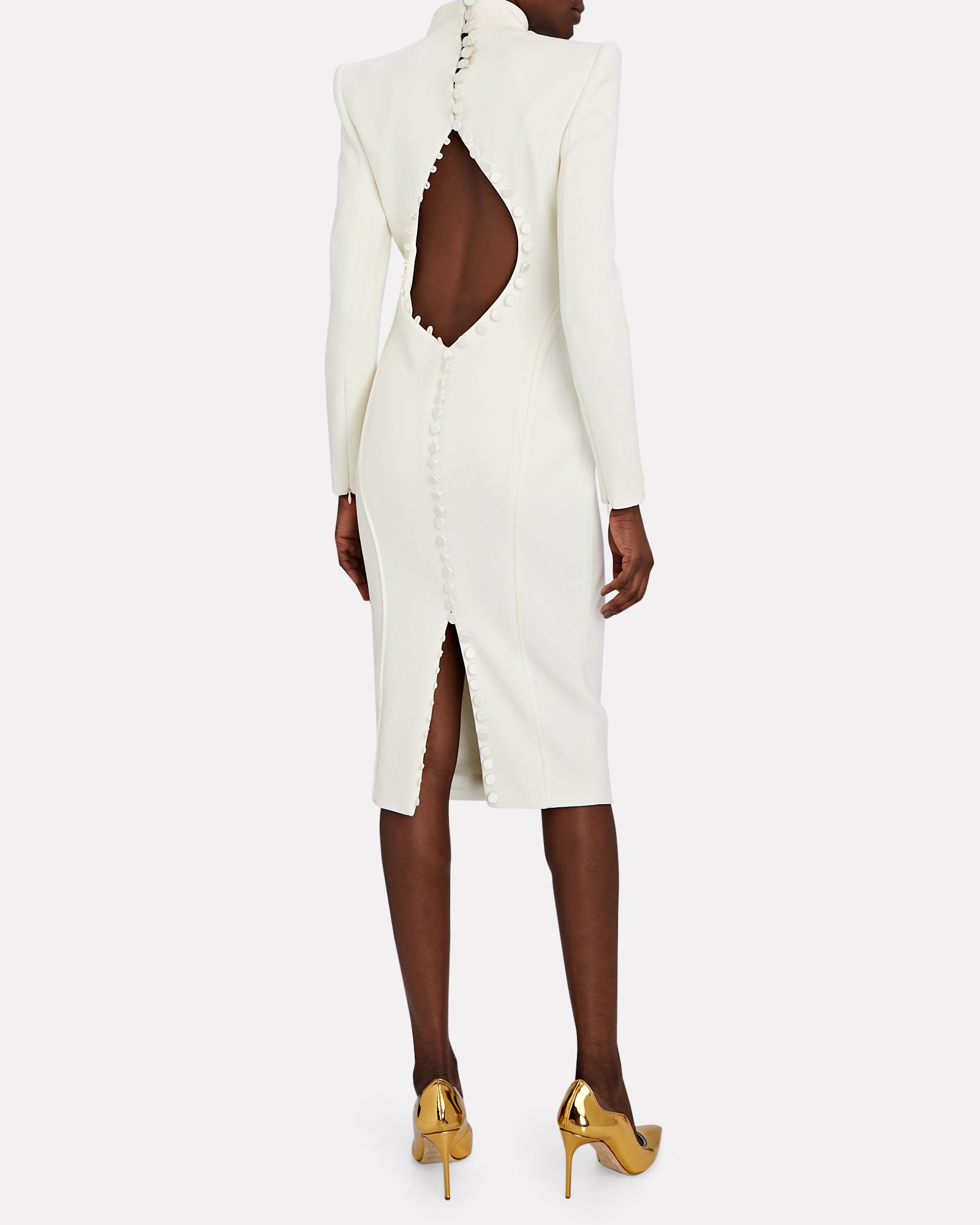 Button Back Longsleeve Midi Dress