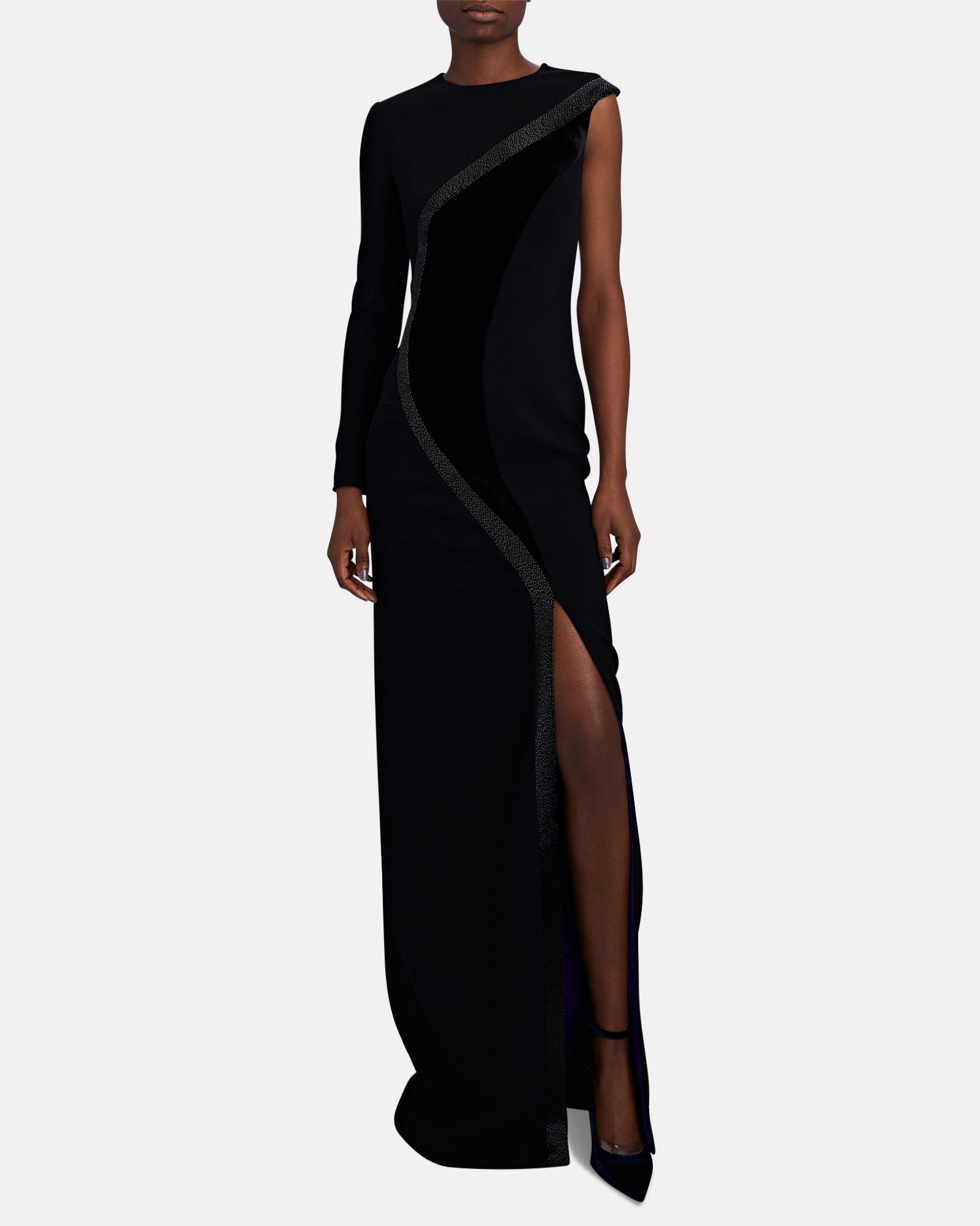 One Sleeve Sheath Gown with Slit