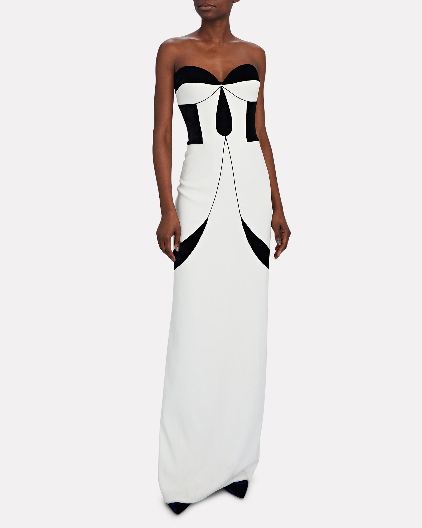 SERGIO HUDSON CHARMEUSE ZIG-ZAG SEAMED GOWN