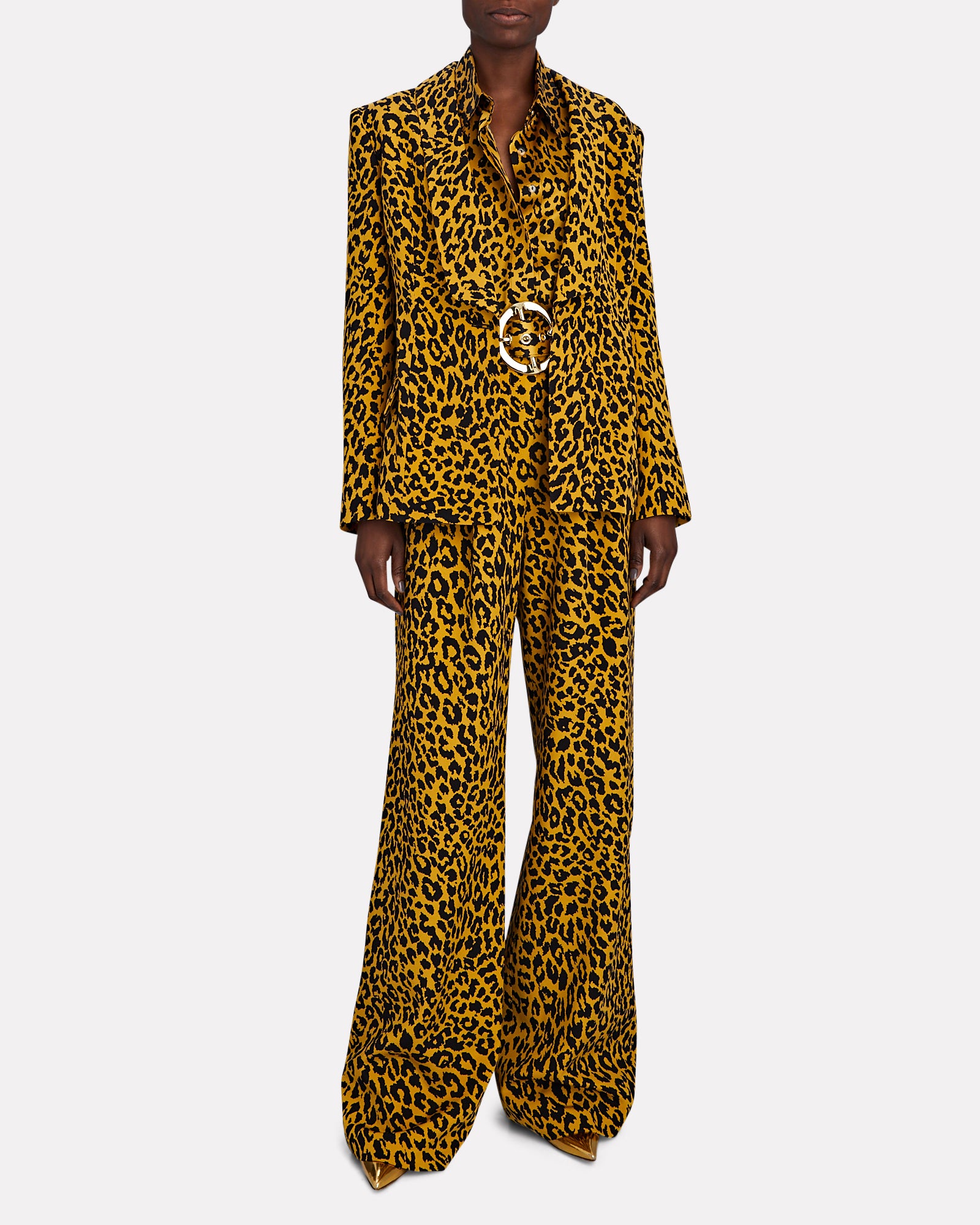 Sergio Hudson Singled Breasted Cheetah Jacket in Silk Crepe
