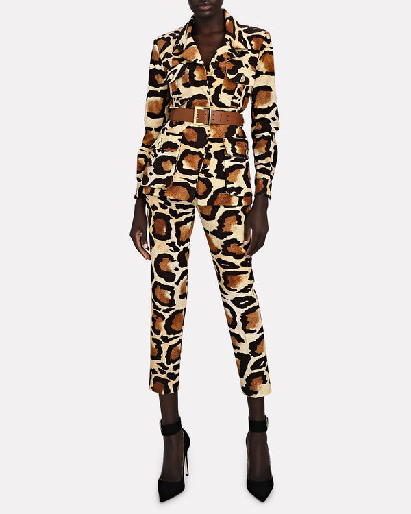 Animal Print Safari Jacket w/ Square Belt