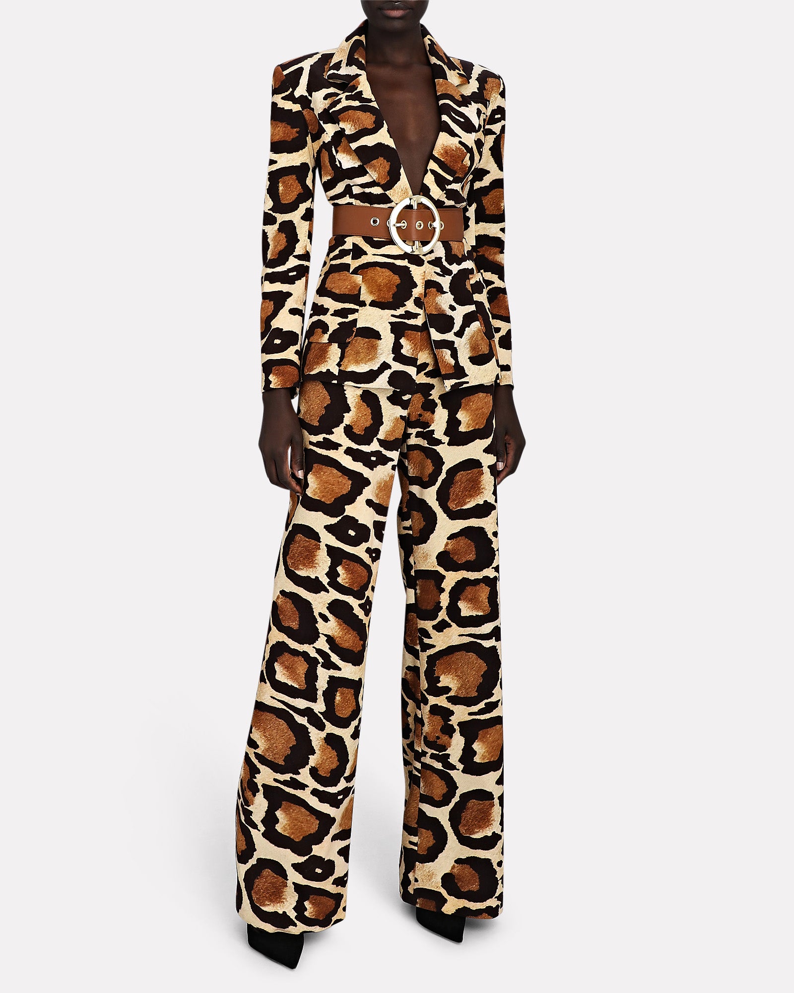 Animal Print Single Button Blazer