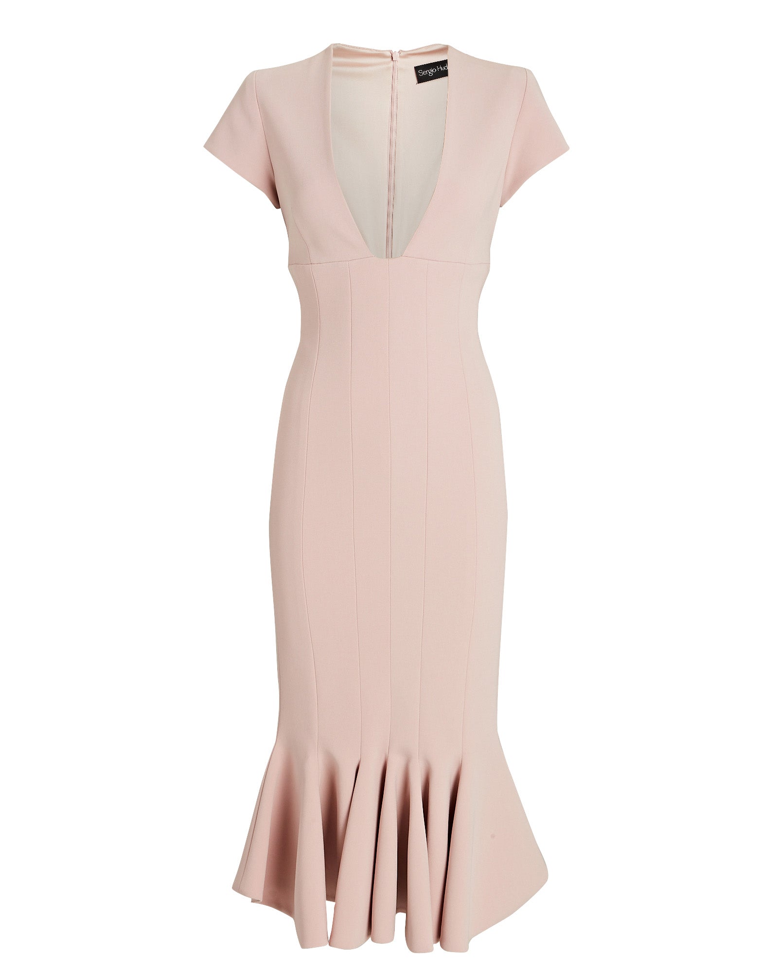 Deep-V Cap Sleeve Day Dress