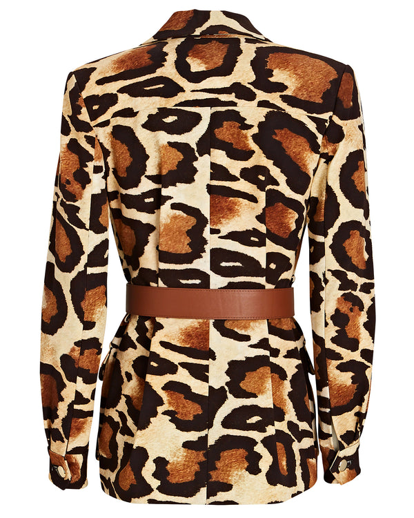 Animal Print Safari Jacket w/ Square Belt