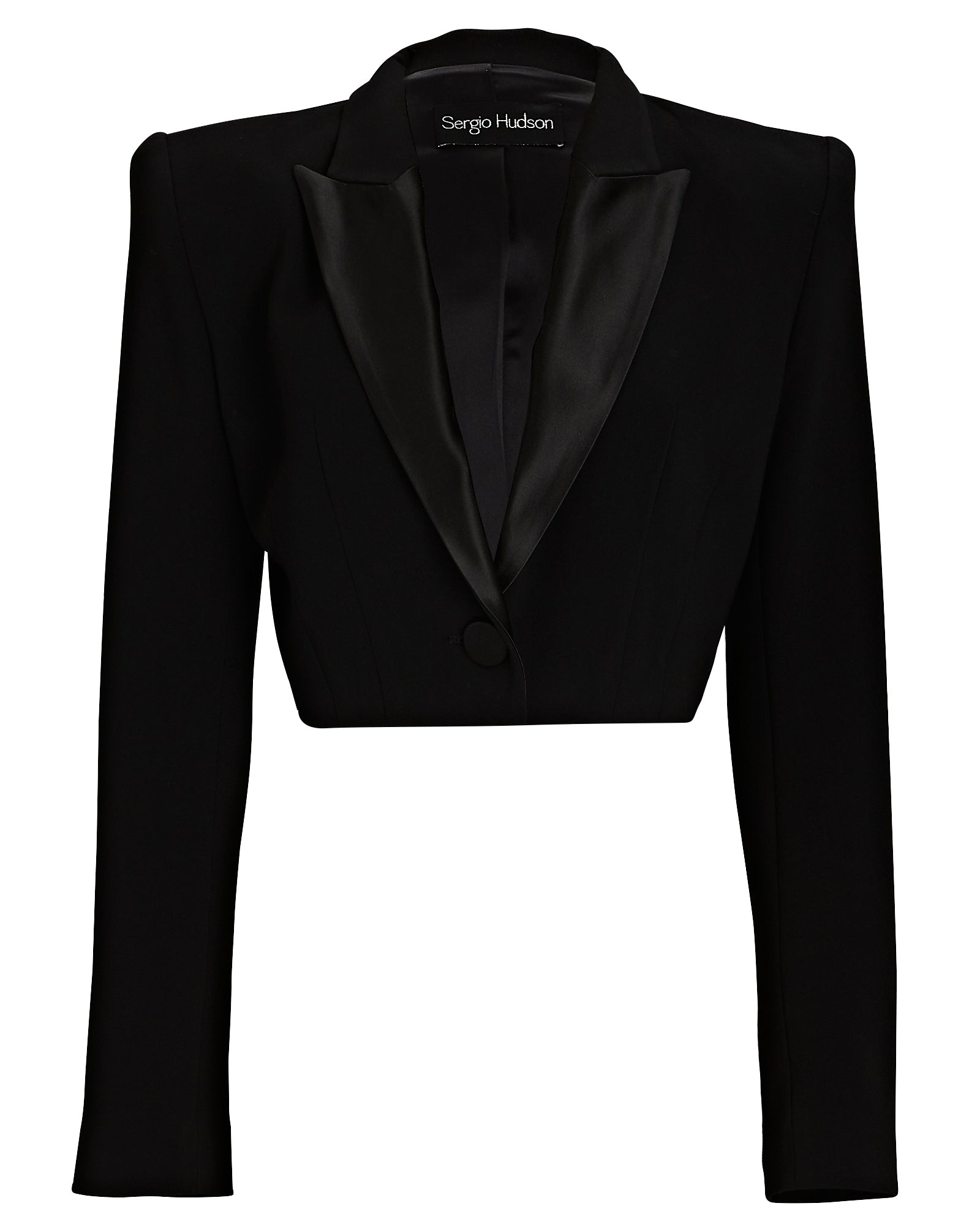 Sergio Hudson Cropped Tuxedo Jacket in Acetate