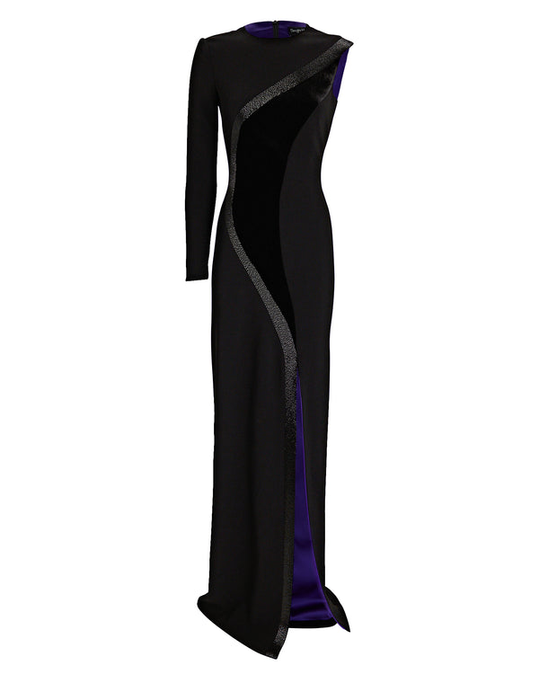 One Sleeve Sheath Gown with Slit