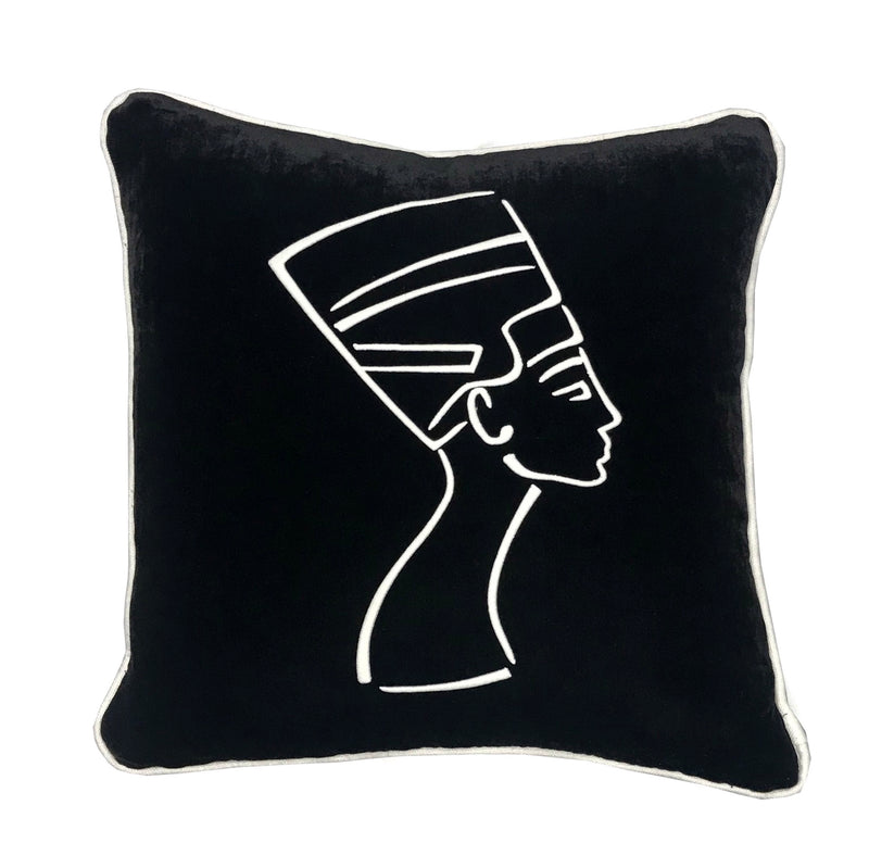 Nefertiti Embroidered Pillow 18x18